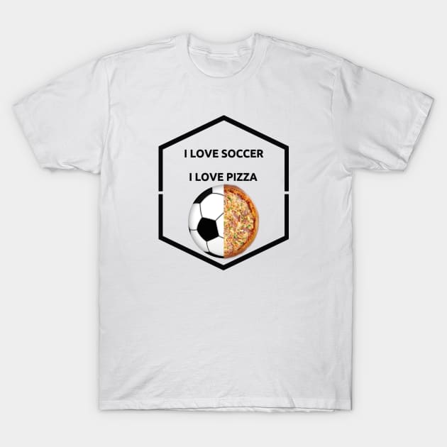 i love pizza i love soccer Funny T-Shirt by TOPTshirt